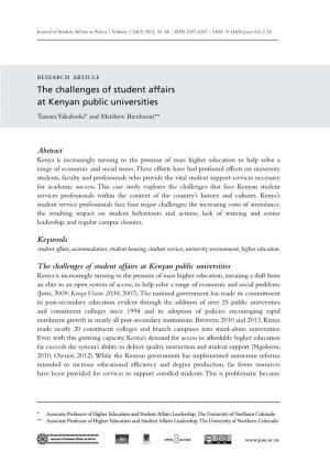 Research Article the Challenges of Student Affairs at Kenyan Public Universities