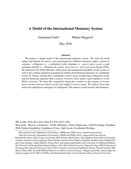 A Model of the International Monetary System
