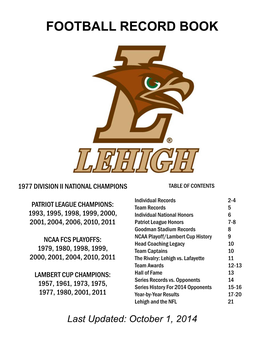Football Record Book Template REVISED.Indd