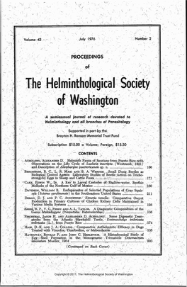 Proceedings of the Helminthological Society of Washington 43(2) 1976