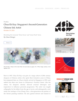 Chua Ek Kay: Singapore's Second-Generation Chinese Ink Artist October 19, 2018