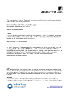 The Textility of Marking: Performers' Annotations As Indicators of The