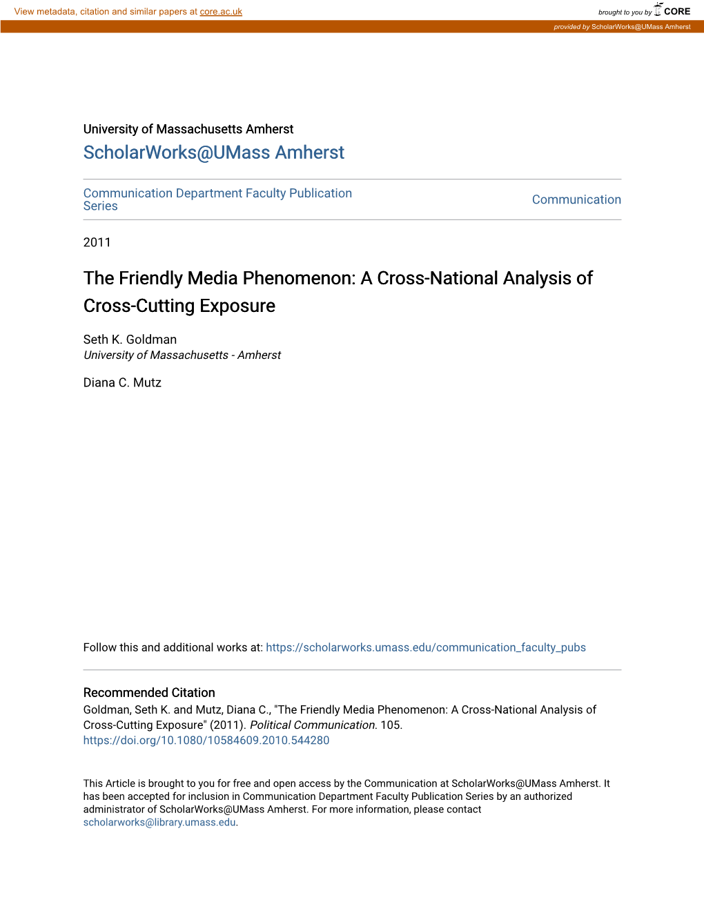 The Friendly Media Phenomenon: a Cross-National Analysis of Cross-Cutting Exposure