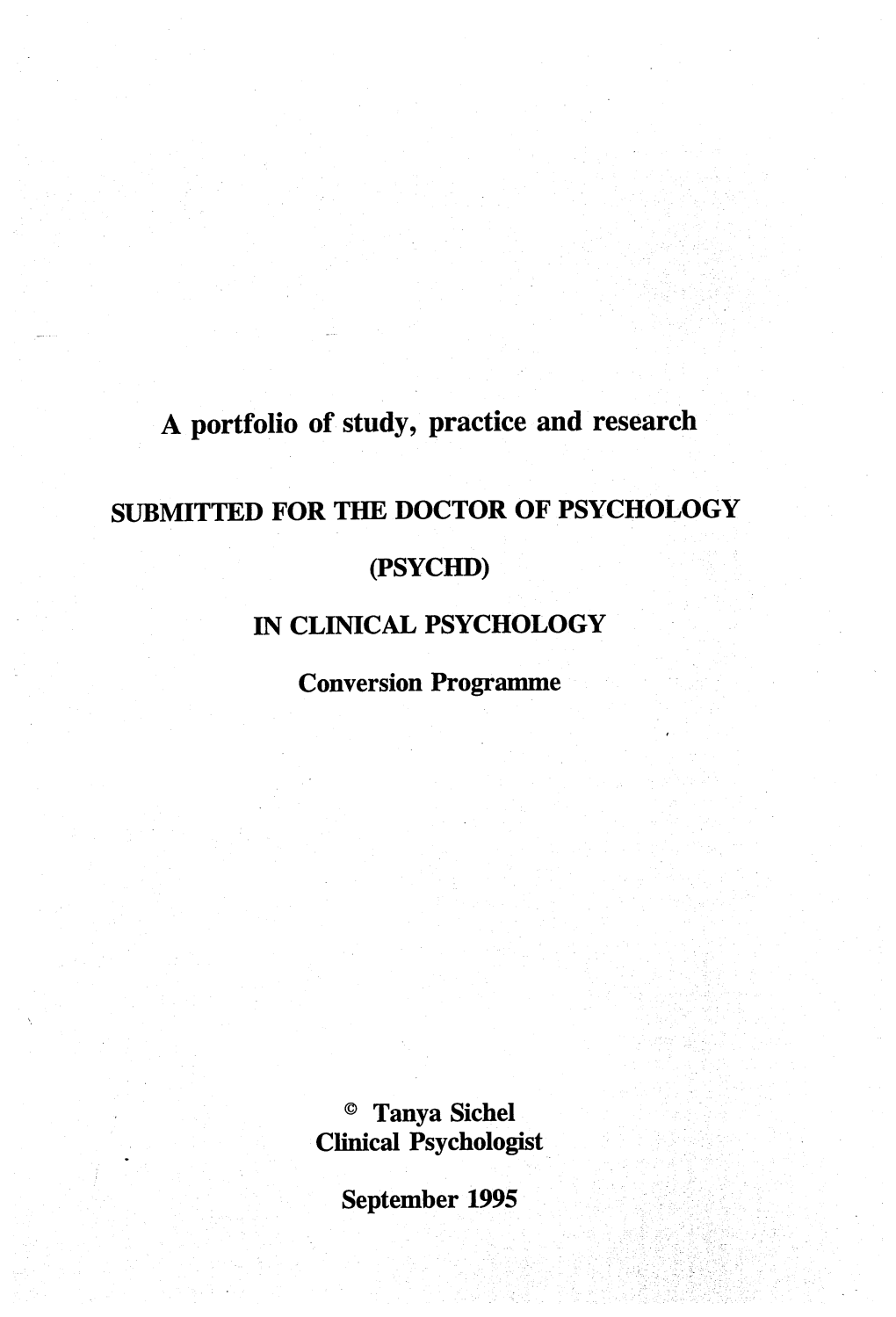 A Portfolio of Study, Practice and Research