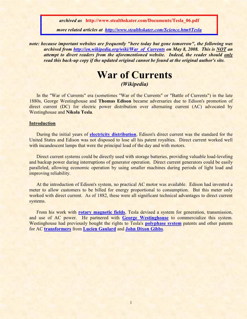 War of Currents (Wikipedia)