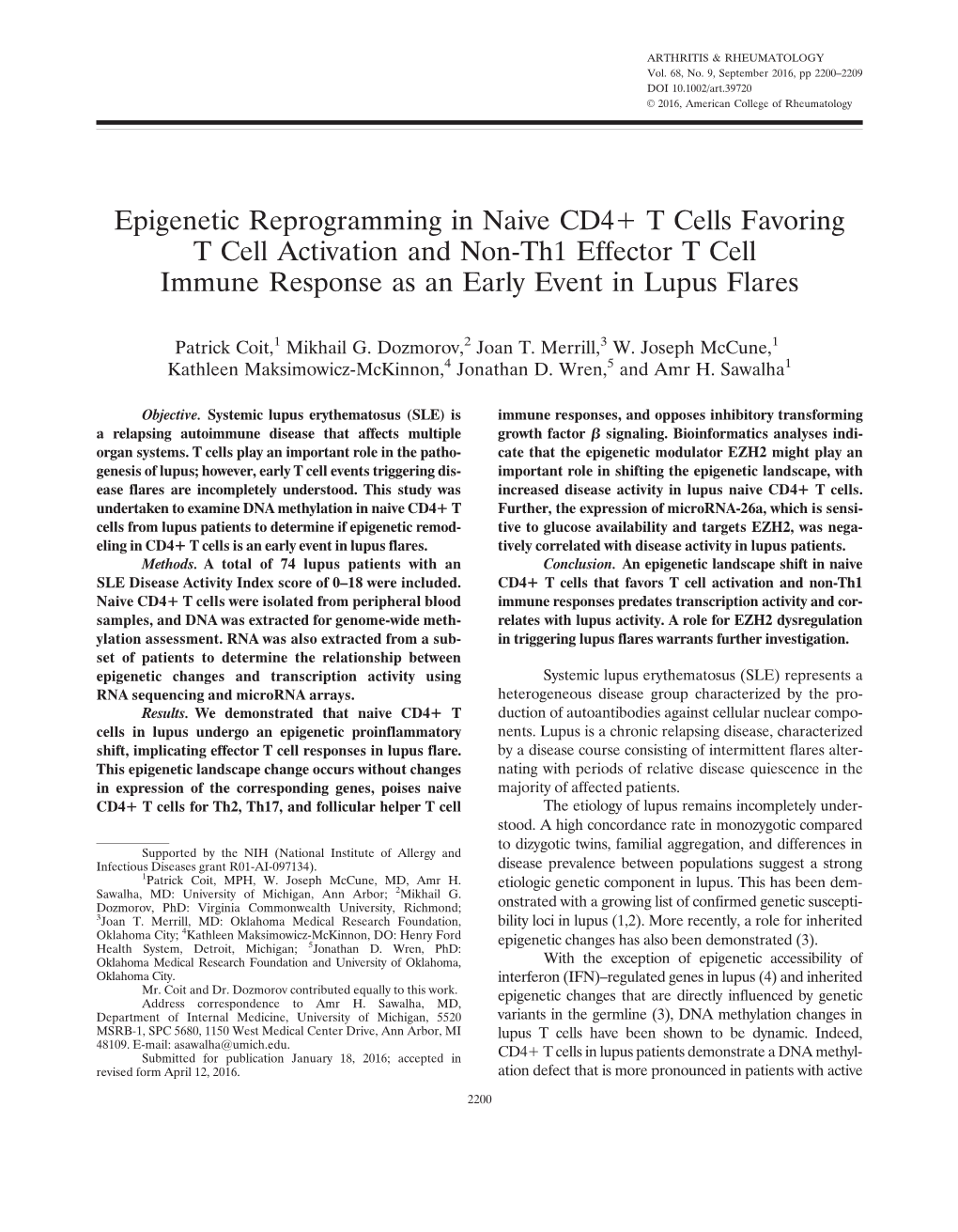 Epigenetic Reprogramming in Naive CD4+ T Cells Favoring T Cell Activation and Non&#8208