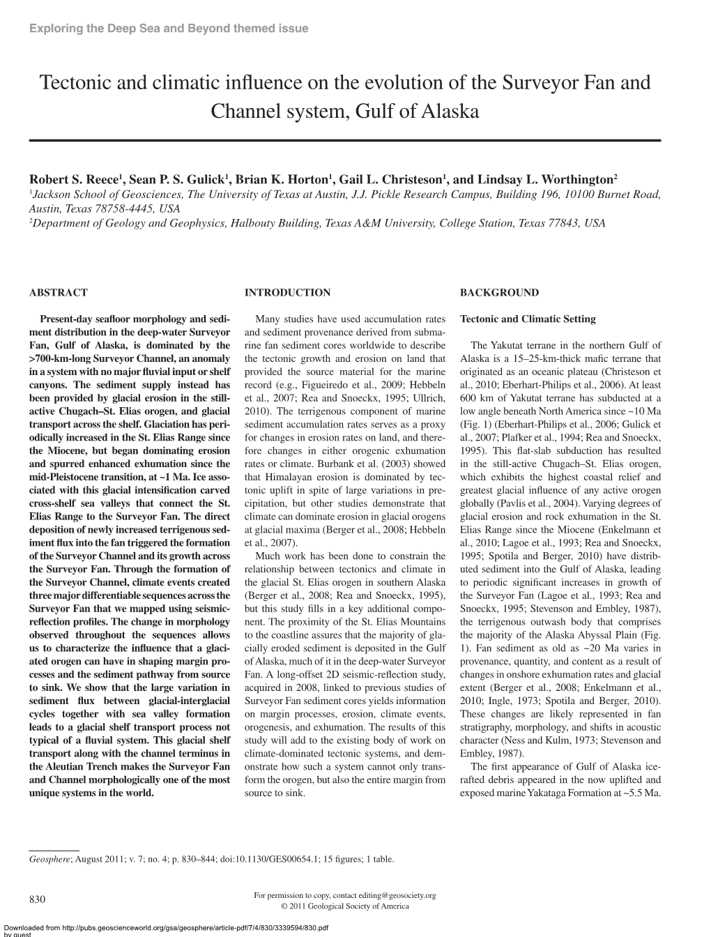 Tectonic and Climatic Influence on the Evolution of the Surveyor Fan And