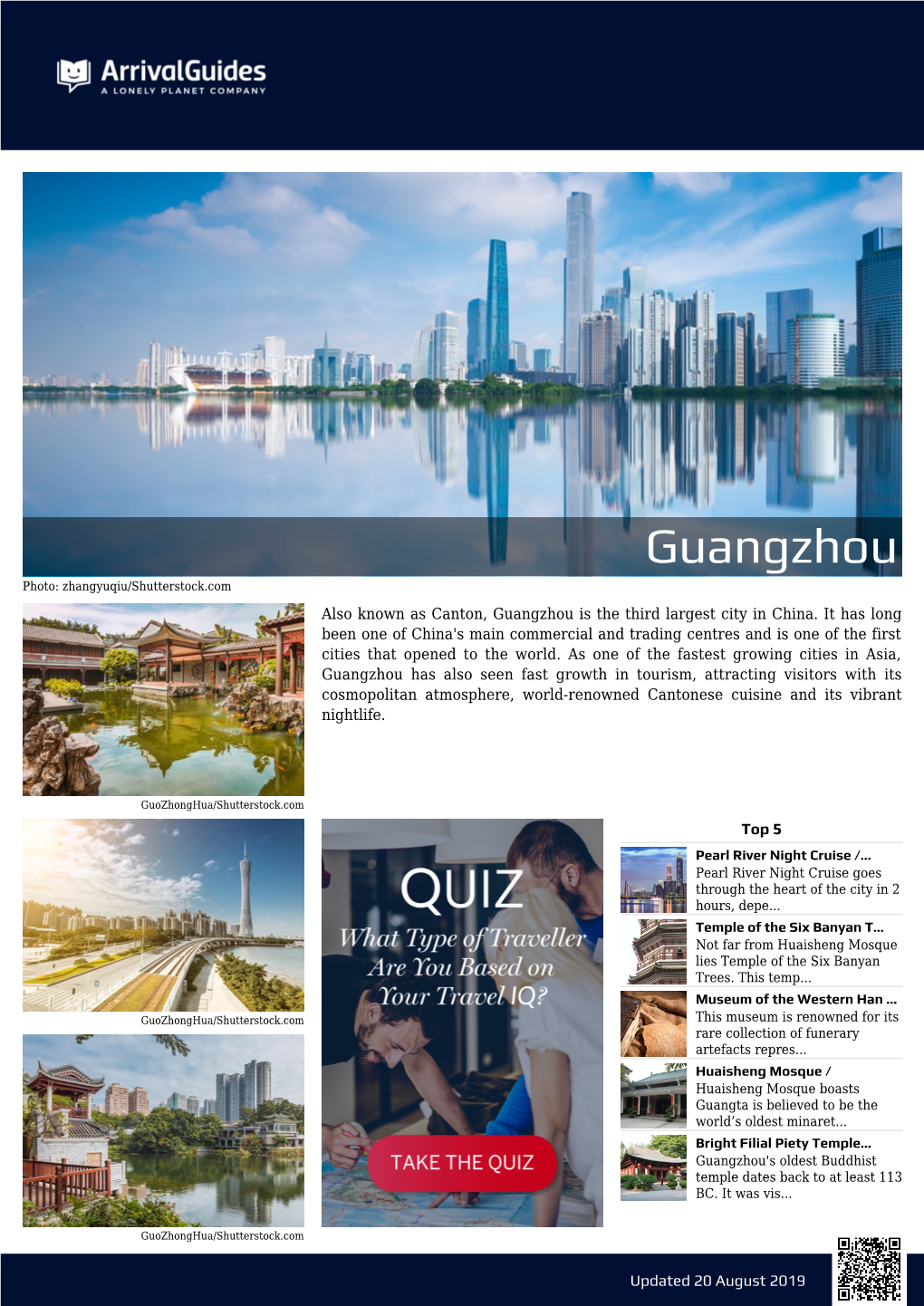 Guangzhou Photo: Zhangyuqiu/Shutterstock.Com Also Known As Canton, Guangzhou Is the Third Largest City in China