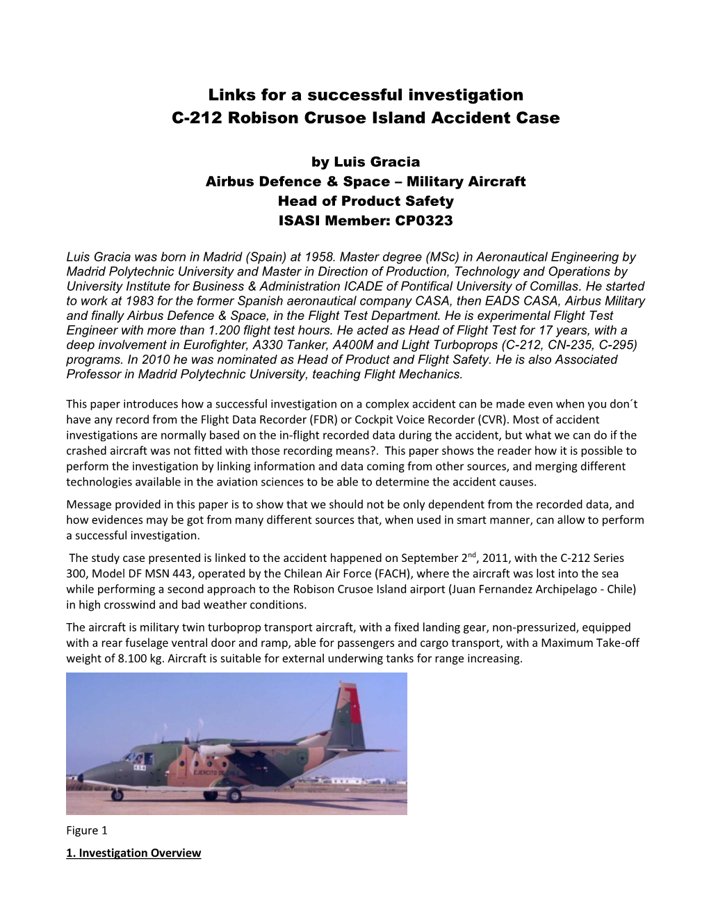 Links for a Successful Investigation C-212 Robison Crusoe Island Accident Case