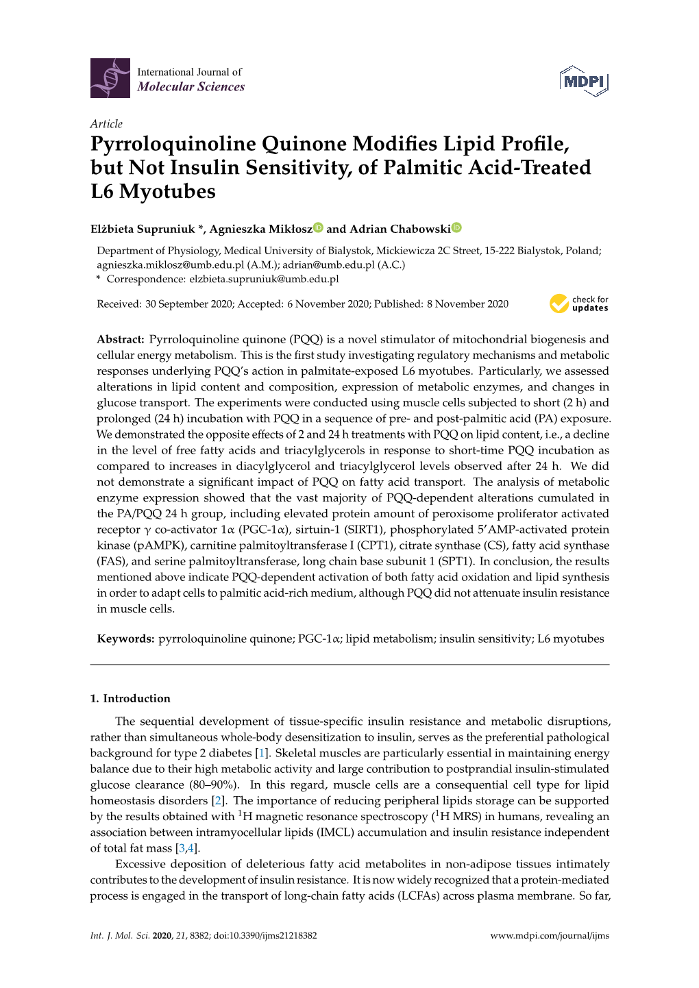 Pyrroloquinoline Quinone Modifies Lipid Profile, but Not Insulin