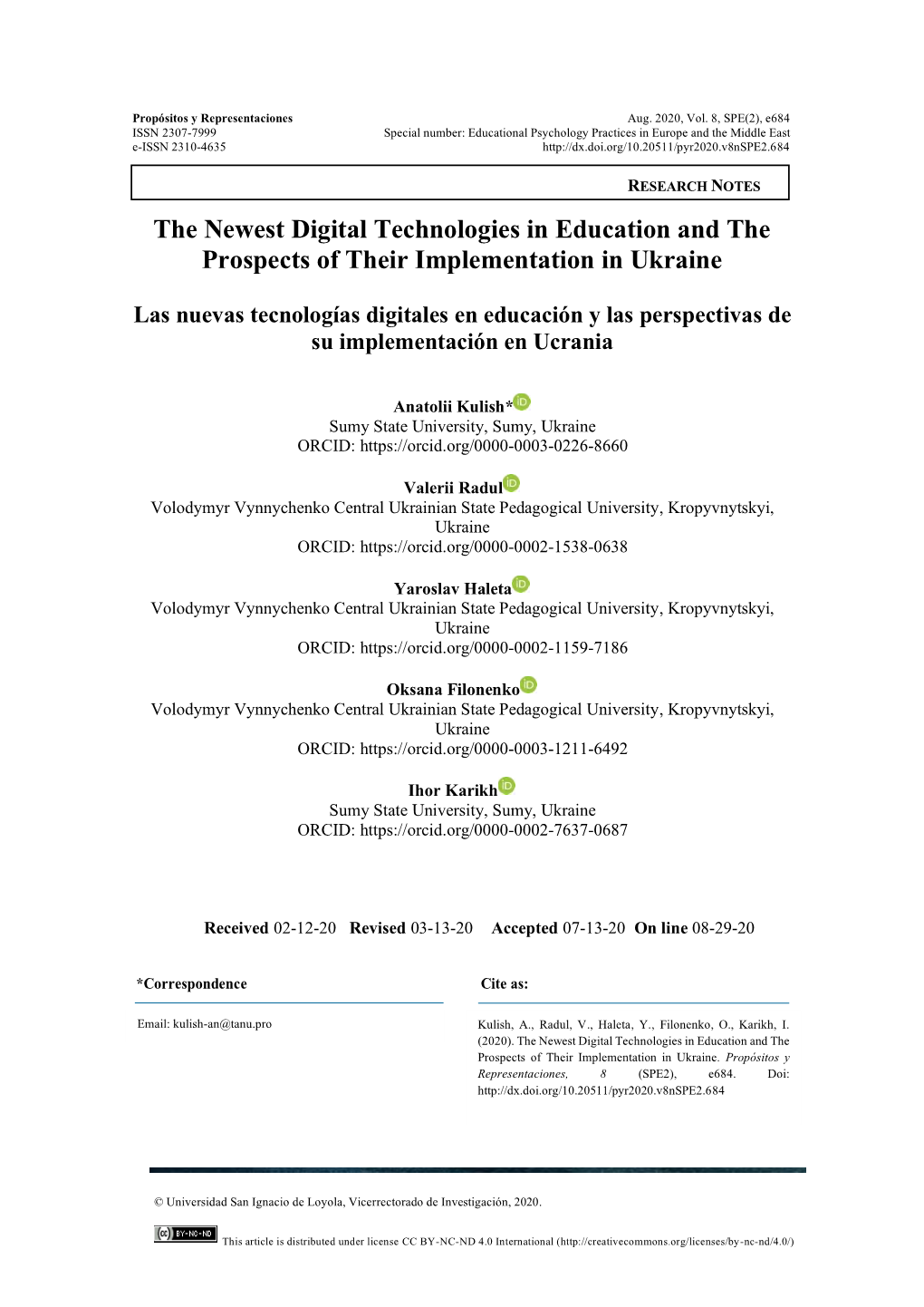 The Newest Digital Technologies in Education and the Prospects of Their Implementation in Ukraine