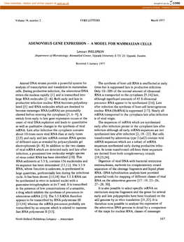 Adenovirus Gene Expression - a Model for Mammalian Cells