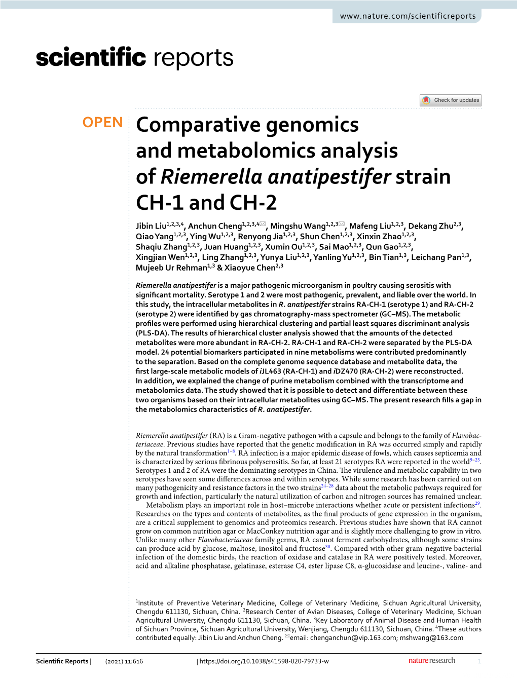 Comparative Genomics and Metabolomics Analysis Of