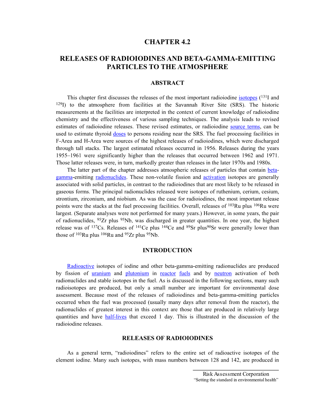 Chapter 4.2 Releases of Radioiodines and Beta-Gamma-Emitting Particles