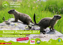 Summer Programme 2017 Experience the Nature