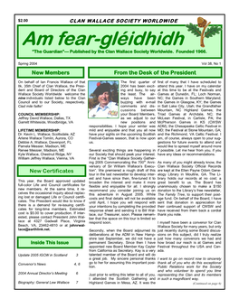 Am Fear-Gléidhidh “The Guardian”— Published by the Clan Wallace Society Worldwide