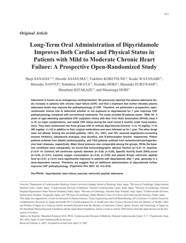 Long-Term Oral Administration of Dipyridamole Improves Both