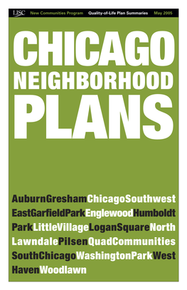 Summary of All the NCP Plans: Chicago Neighborhood Plans