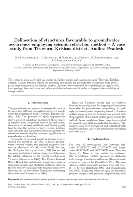 Delineation of Structures Favourable to Groundwater Occurrence Employing Seismic Refraction Method – a Case Study from Tiruvuru, Krishna District, Andhra Pradesh