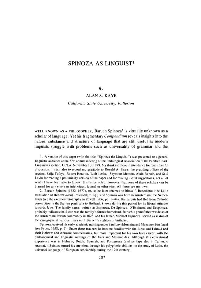 Spinoza As Linguist1