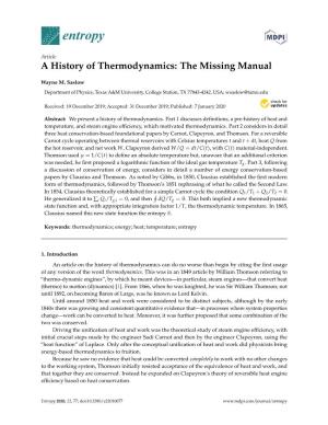 A History of Thermodynamics: the Missing Manual