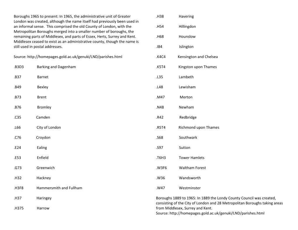 Boroughs 1965 to Present: in 1965, the Administrative Unit of Greater