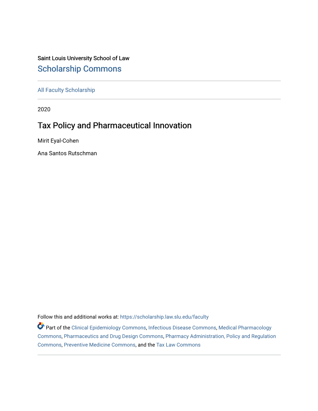 Tax Policy and Pharmaceutical Innovation