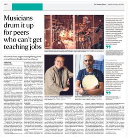 Musicians Drum It up for Peers Who Can't Get Teaching Jobs