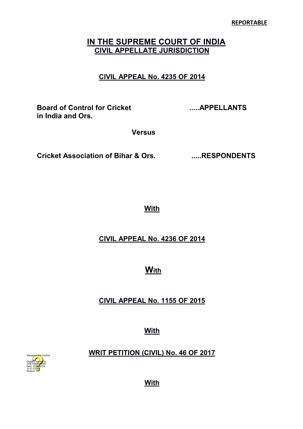 In the Supreme Court of India Civil Appellate Jurisdiction