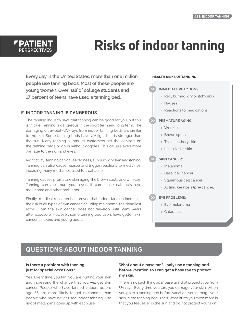 Risks of Indoor Tanning