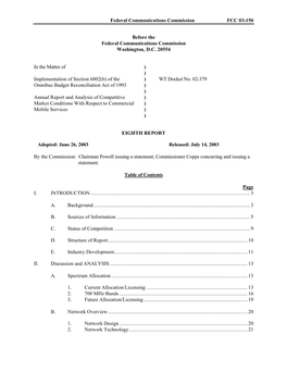 Federal Communications Commission FCC 03-150 Before the Federal