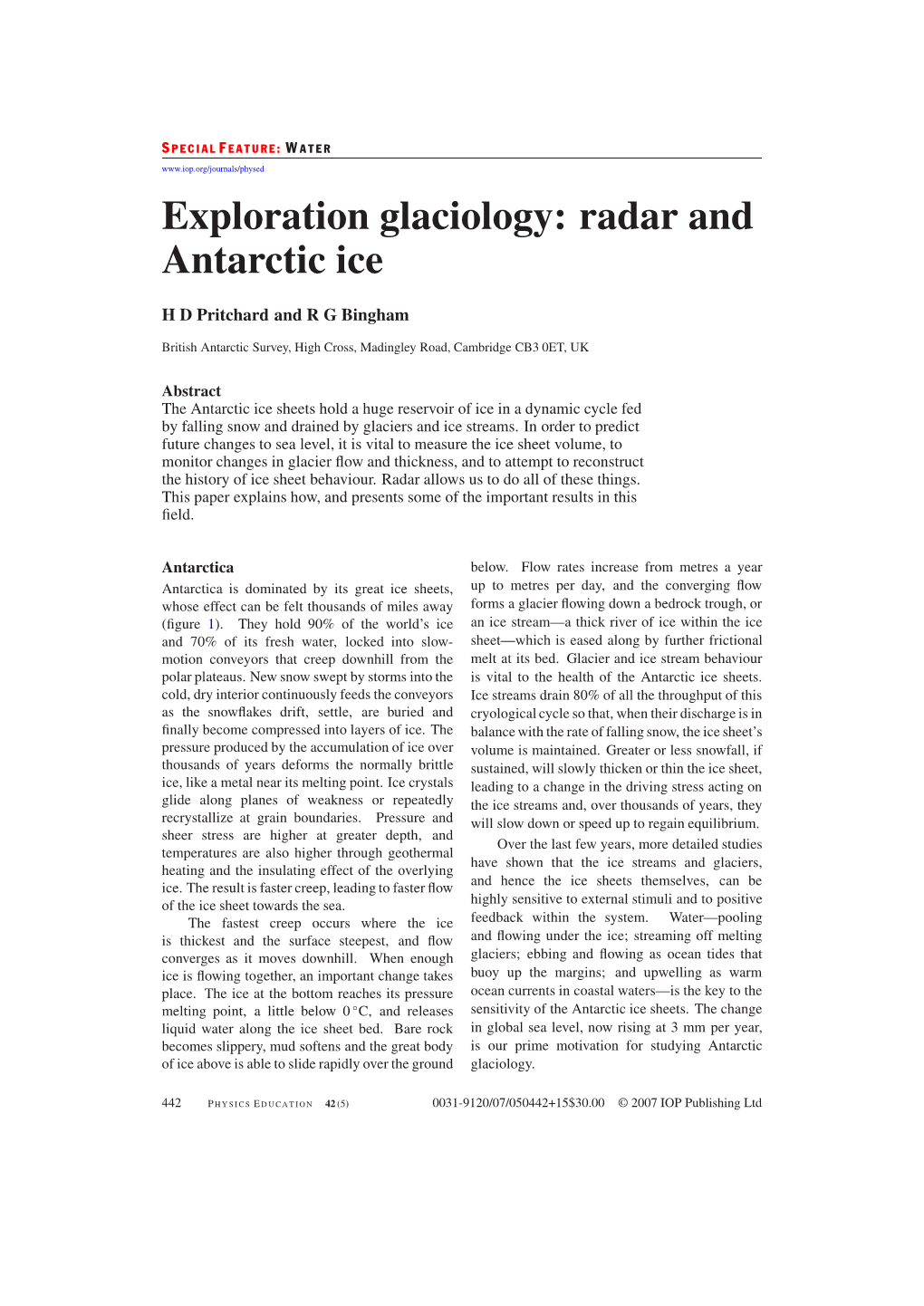 Exploration Glaciology: Radar and Antarctic Ice