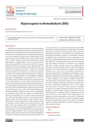 Hypercapnia in Hemodialysis (HD)