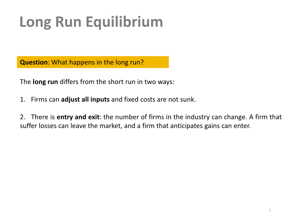 Long Run Equilibrium