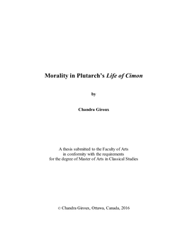 Morality in Plutarch's Life of Cimon