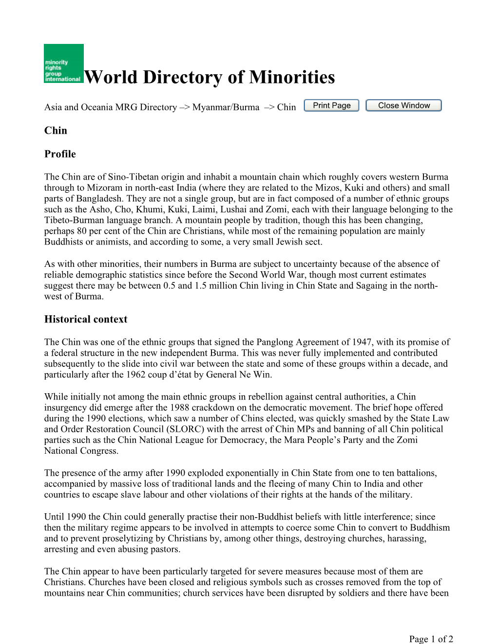 World Directory of Minorities