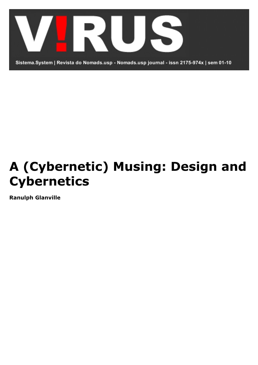 A (Cybernetic) Musing: Design and Cybernetics