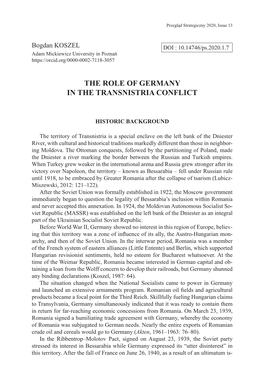 The Role of Germany in the Transnistria Conflict