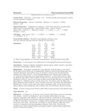 Fornacite Pb2cu(Aso4)(Cro4)(OH) C 2001-2005 Mineral Data Publishing, Version 1