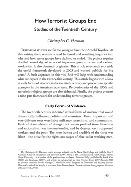 How Terrorist Groups End: Studies of the Twentieth Century