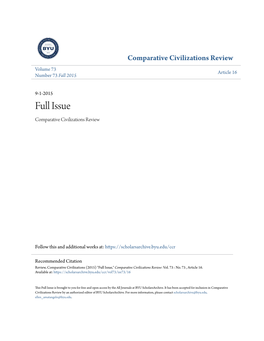 Full Issue Comparative Civilizations Review