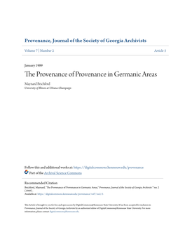 The Provenance of Provenance in Germanic Areas