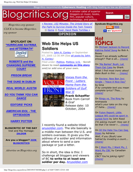 Blogcritics.Org: Web Site Helps US Soldiers