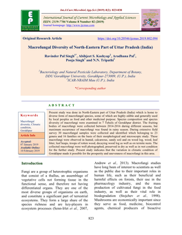 Macrofungal Diversity of North-Eastern Part of Uttar Pradesh (India)