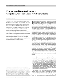 Protests and Counter Protests Competing Civil Society Spaces in Post-War Sri Lanka