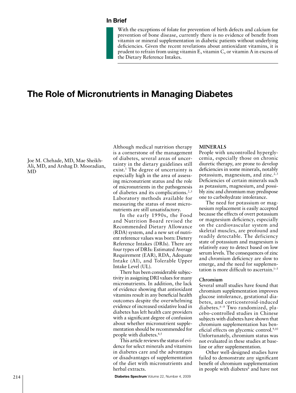 The Role of Micronutrients in Managing Diabetes