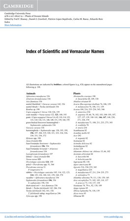 Index of Scientific and Vernacular Names