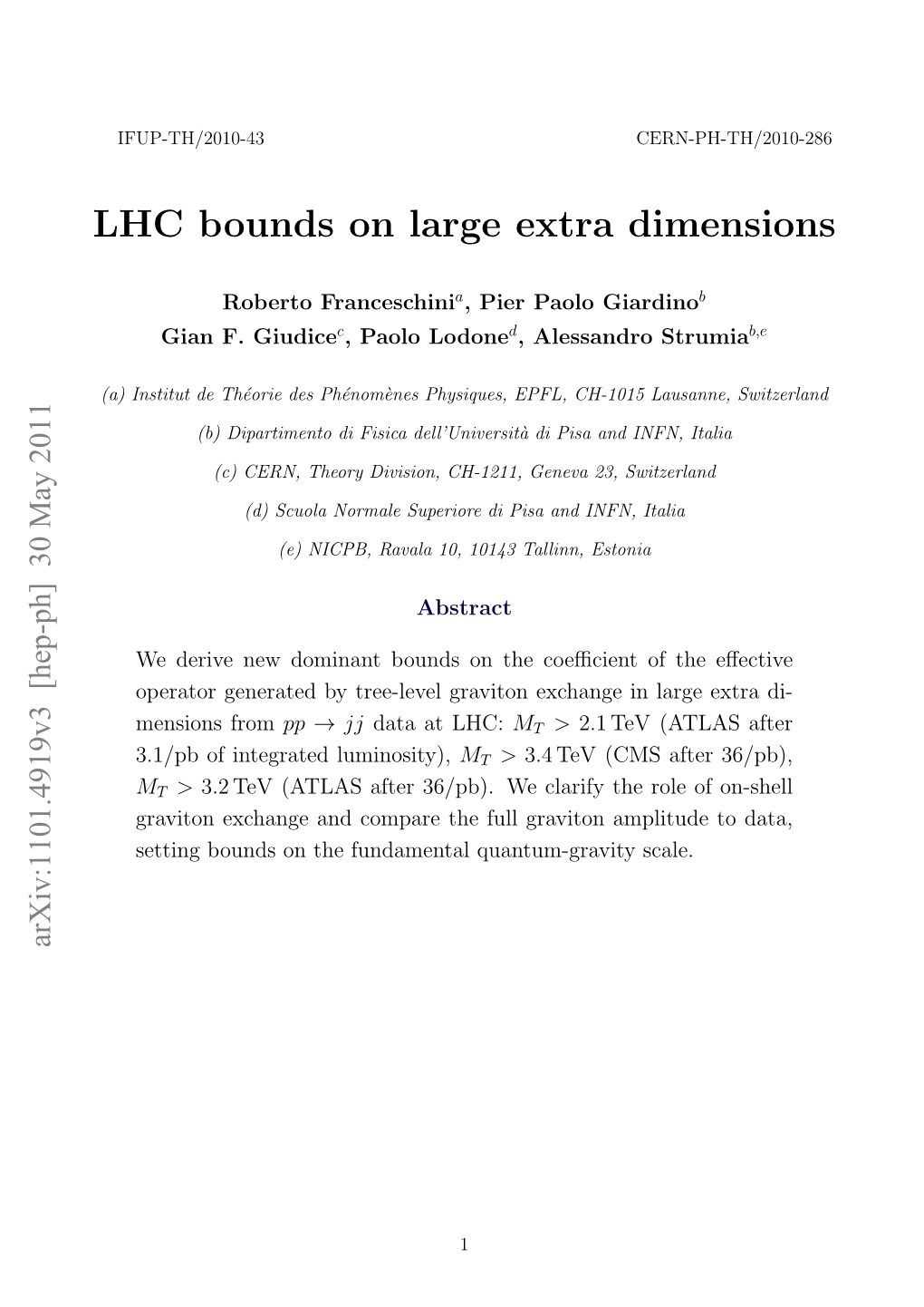 LHC Bounds on Large Extra Dimensions