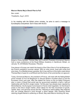 Macron Wants May's Brexit Plan to Fail
