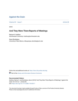 And They Were There-Reports of Meetings